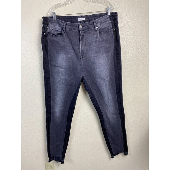 Good American Denim - Good American Good Leg Two Tone Stretchy Skinny Black Jeans Women Plus Size 24